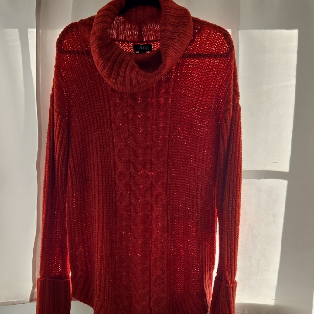 A.N.A. Burnt Orange Cowl Neck Sweater
